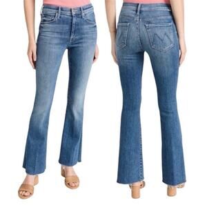 MOTHER The Weekender Fray In A Groovy Kind Of Love Flare Jeans Blue Size 26